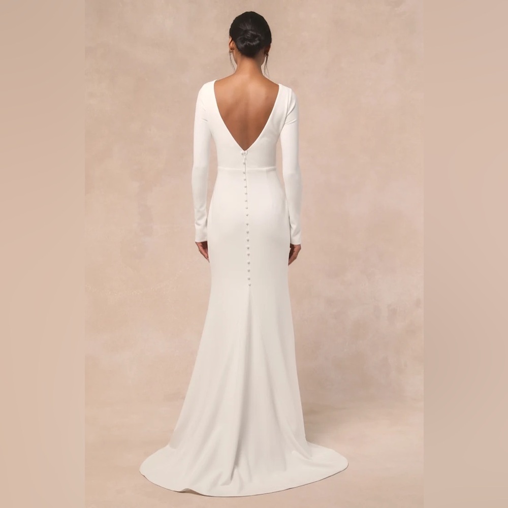 Lulus Feeling of Forever White Long Sleeve Mermaid Maxi Dress - Picture 9 of 14